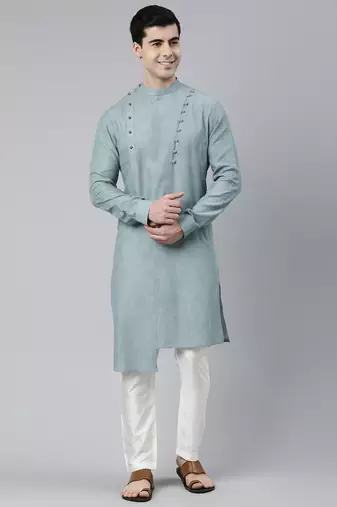 Light teal green asymmetrical kurtas