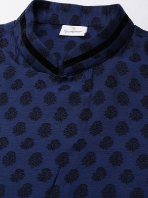 Navy jacquard black booti chanderi silk kurtas 2