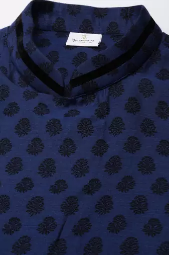 Navy jacquard black booti chanderi silk kurtas