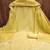 Yellow printed cotton salwar suit material with subtle striped dupatta