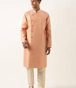 Orange jacquard kurtas