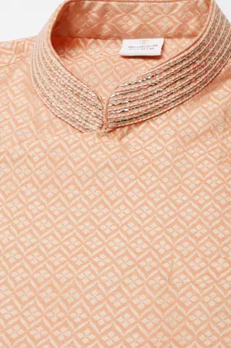 Orange jacquard kurtas