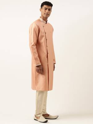 Orange jacquard kurtas 4