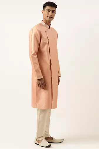 Orange jacquard kurtas