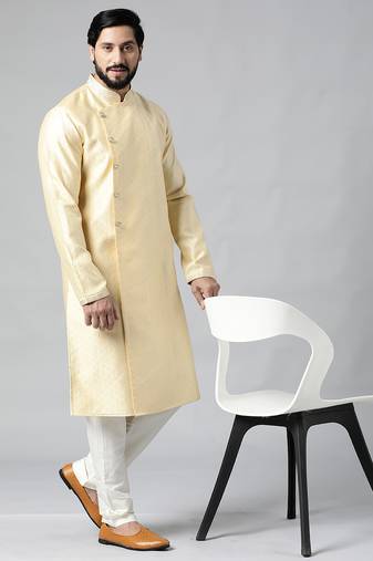 Yellow jacquard kurtas