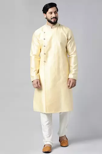 Yellow jacquard kurtas