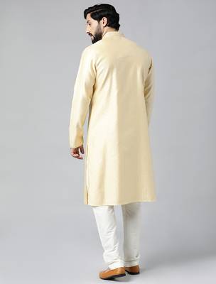Yellow jacquard kurtas 3