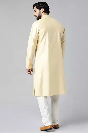 Yellow jacquard kurtas