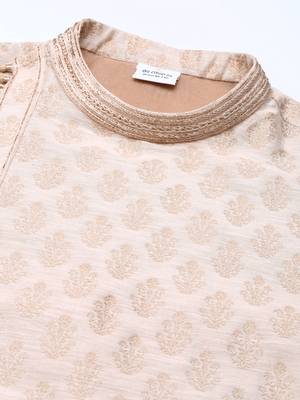 Peach jacquard side placket kurtas 2