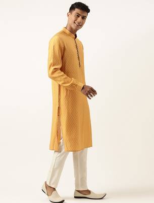 Orange printed kurtas 4