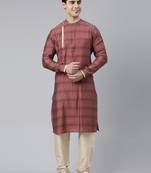 Maroon harring bone block printed kurtas