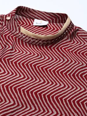 Maroon harring bone block printed kurtas 2