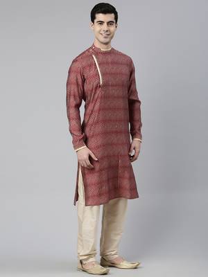 Maroon harring bone block printed kurtas 4