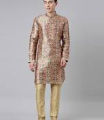 Beige art nouveou printed kurta