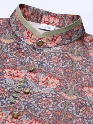 Multicolor art nouveou floral printed kurta 2