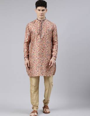 Light orange pashmina printed kurtas 1