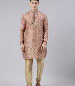 Light orange pashmina printed kurtas