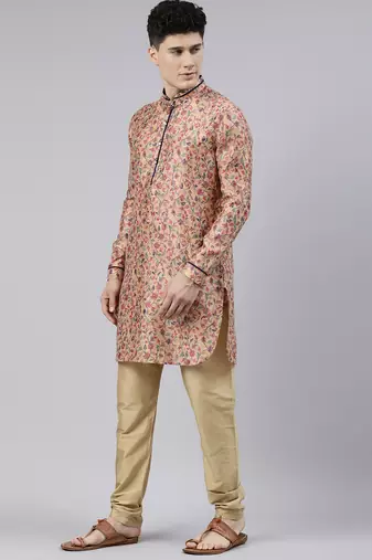 Light orange pashmina printed kurtas
