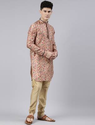 Light orange pashmina printed kurtas 4