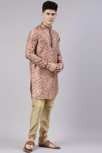 Light orange pashmina printed kurtas