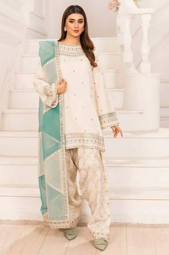 Off White embroidered Co-Ord set