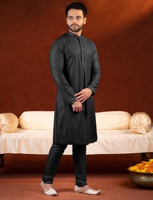 Black sequin embroidered kurtas 3