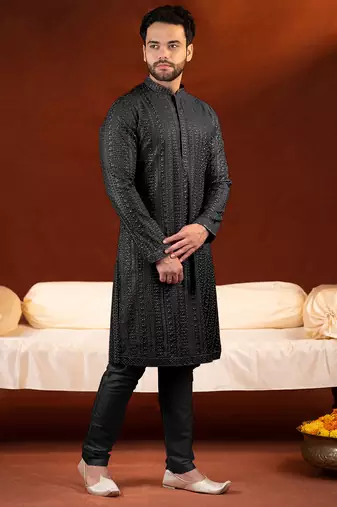 Black sequin embroidered kurtas