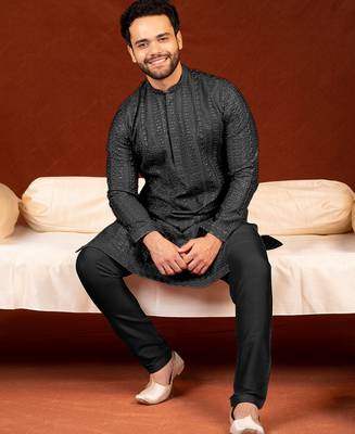 Black sequin embroidered kurtas 4