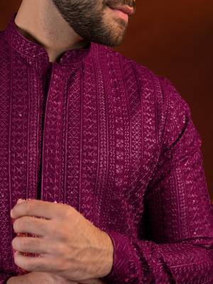 Wine sequin embroidered kurtas 2