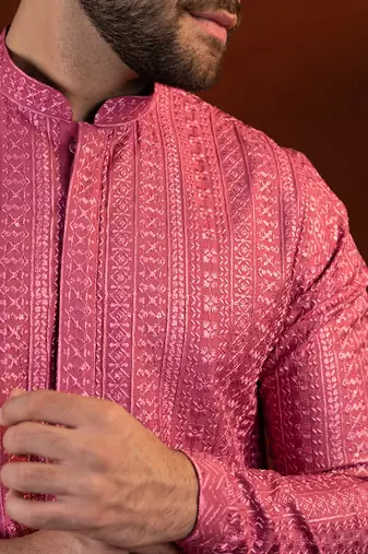 Pink sequin embroidered kurtas