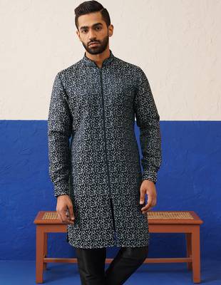 Black shimmer front open kurtas 2