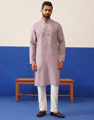 Onion pink mirror embroidery kurtas 1