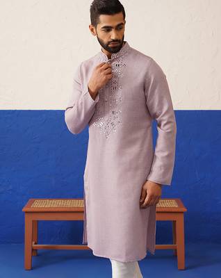 Onion pink mirror embroidery kurtas 2