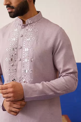 Onion pink mirror embroidery kurtas