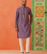 Lavender mirror embroidery kurtas