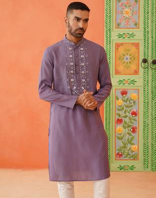 Lavender mirror embroidery kurtas 2