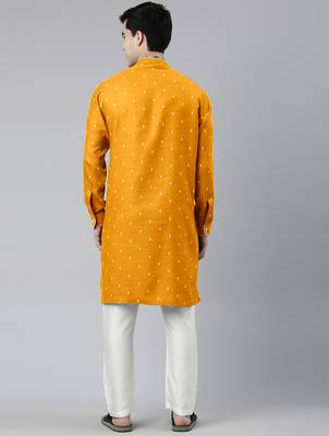 Mustard design asymmetrical kurtas 4
