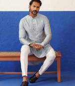 Grey sequin embroidered ceremonial kurtas