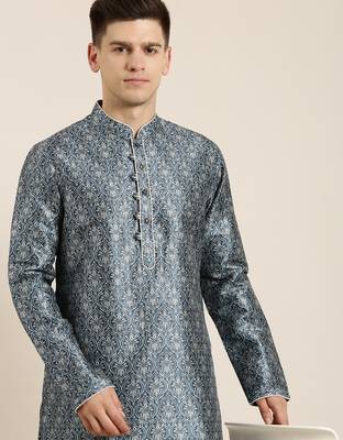 Blue indigo damask dabu print kurtas 1