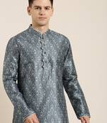 Blue indigo damask dabu print kurtas