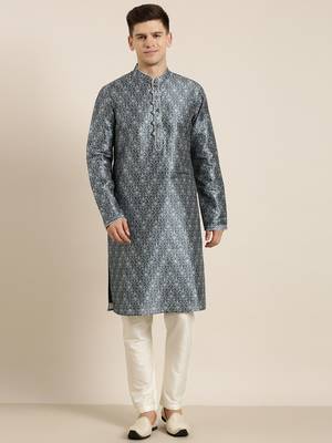Blue indigo damask dabu print kurtas 2
