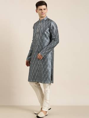 Blue indigo damask dabu print kurtas 4