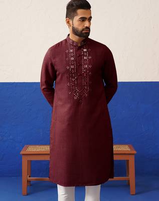 Maroon mirror embroidery kurtas 3