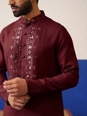 Maroon mirror embroidery kurtas 4