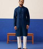 Navy blue mirror embroidery kurtas