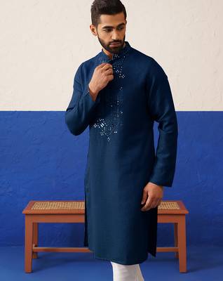 Navy blue mirror embroidery kurtas 2