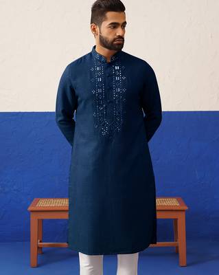 Navy blue mirror embroidery kurtas 3