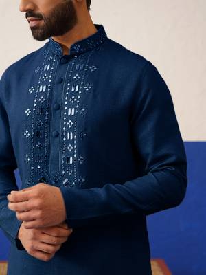 Navy blue mirror embroidery kurtas 4