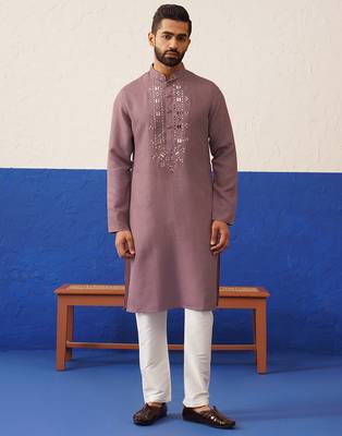 Peach mirror embroidery kurtas 1