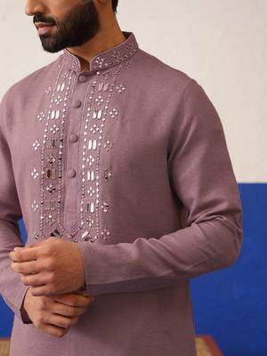 Peach mirror embroidery kurtas 4